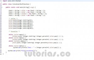 programacion en java: concatenar dos pilas