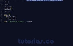 programacion en python: el menor dato de una pila