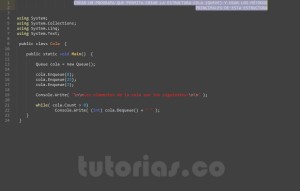 programacion en c#: operaciones basicas de una cola