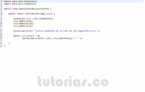 programacion en java: operaciones basicas de una cola