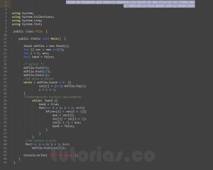 programacion en c#: ordenar datos de pila