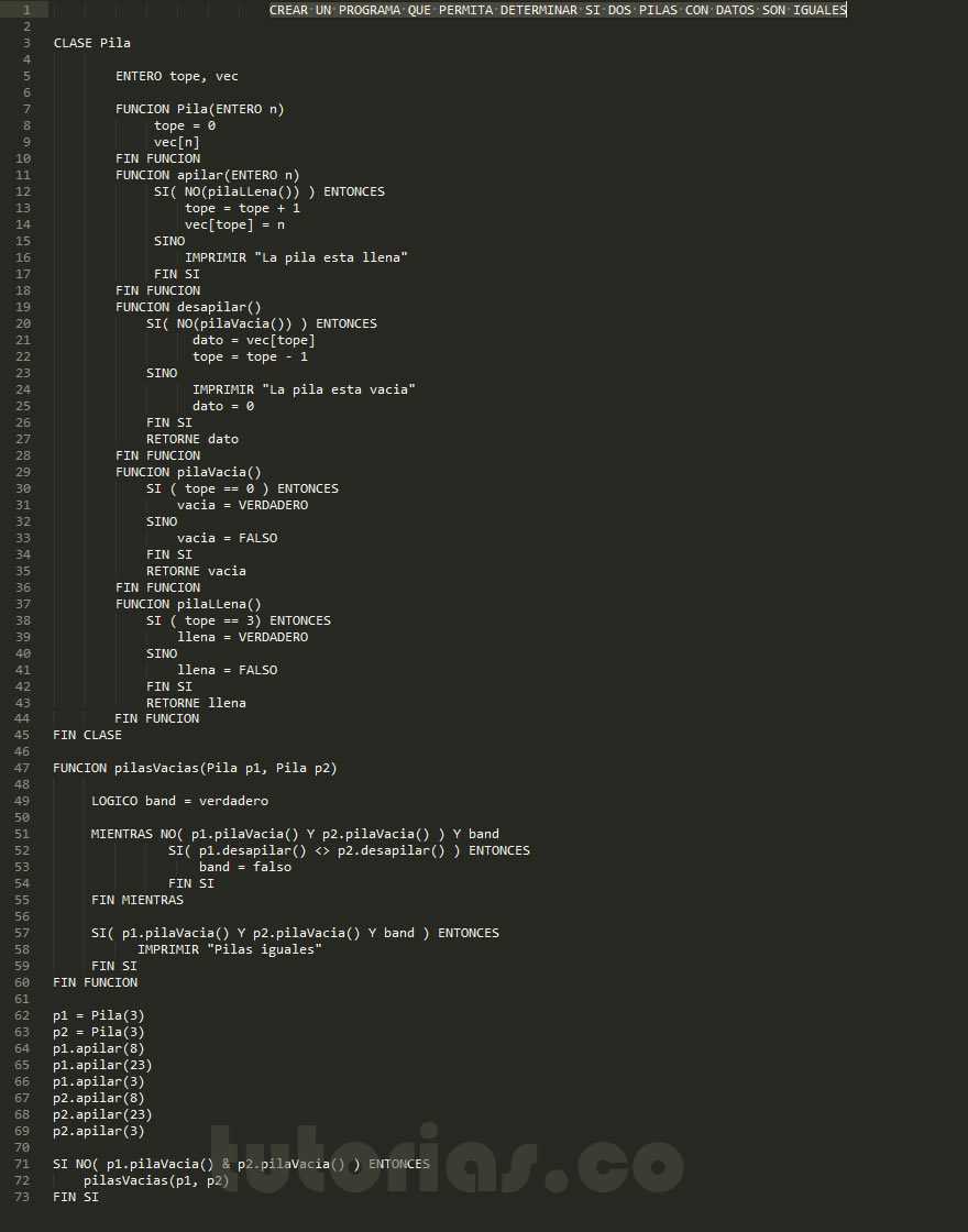 pilas + pseudocodigo (determinar pilas iguales)