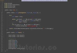programacion en c#: pilas iguales