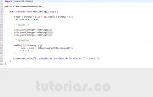 programacion en java: promedio datos pila