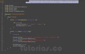 programacion en c#: serie matematica epsilon recursivo