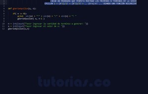 programacion en python: serie matematica epsilon recursivo