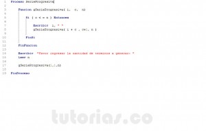 programacion en pseint: serie progresiva