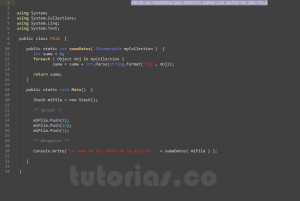 programacion en c#: suma datos pila