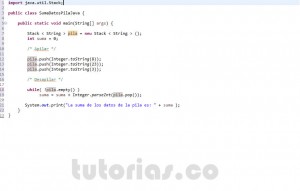 programacion en java: suma datos pila