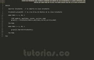 programacion en pseudocodigo: aplicacion clase Estudiante