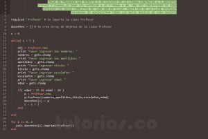 programacion en ruby: aplicacion clase Profesor