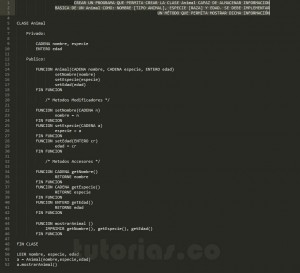 programacion en pseudocodigo: clase Animal
