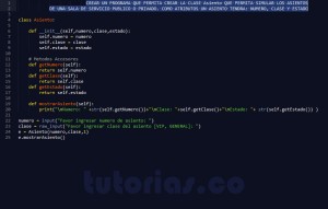 programacion en python: clase Asiento