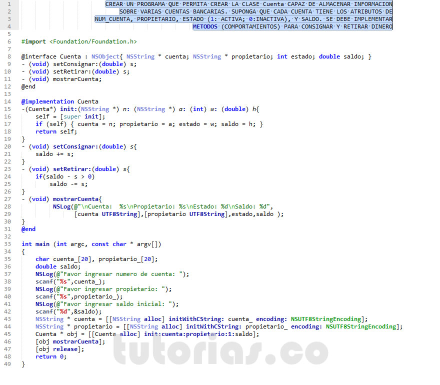 POO + Objective C (clase Cuenta)