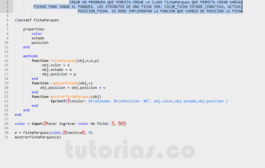 POO + matLab (clase Ficha)