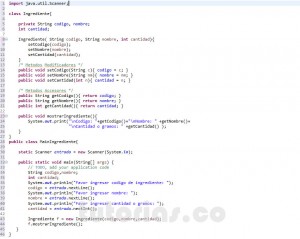 programacion en java: clase Ingrediente