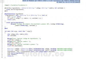 programacion en Objective C: clase Ingrediente