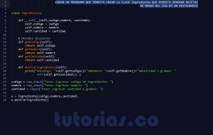 programacion en python: clase Ingrediente