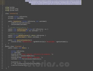programacion en c#: clase Inventario