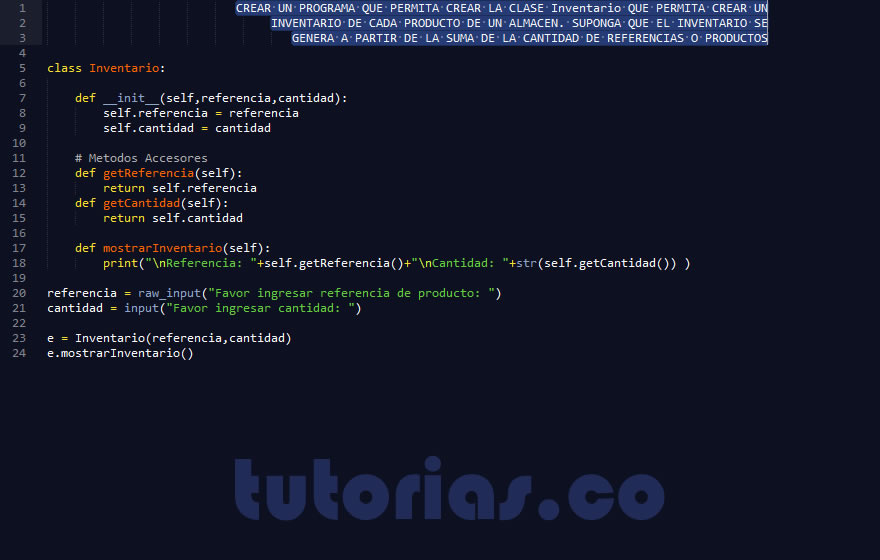 POO + python (clase Inventario)