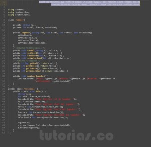 programacion en c#: clase Jugador
