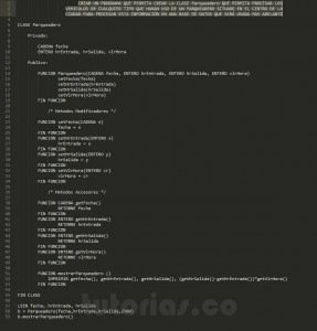 programacion en pseudocodigo: clase Parqueadero