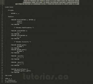 programacion en pseudocodigo: clase Punto