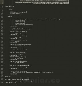 programacion en pseudocodigo: clase Vehiculo