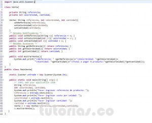 programacion en java: clase Venta