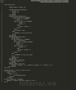 programacion en pseudocodigo: datos de matriz a cola