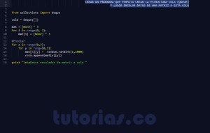 programacion en python: datos de matriz a cola