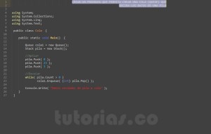 programacion en c#: pasar datos de pila a cola