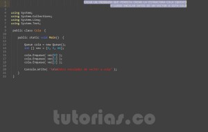 programacion en c#: datos de vector a cola