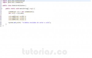 programacion en java: datos de vector a cola