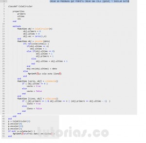 programacion en matlab: encolar datos