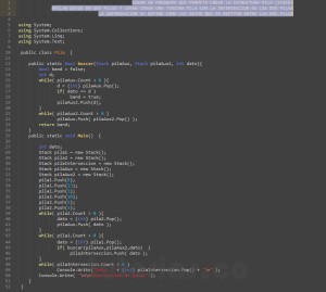 programacion en c#: interseccion de pilas