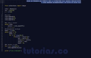 programacion en python: ordenar datos de cola