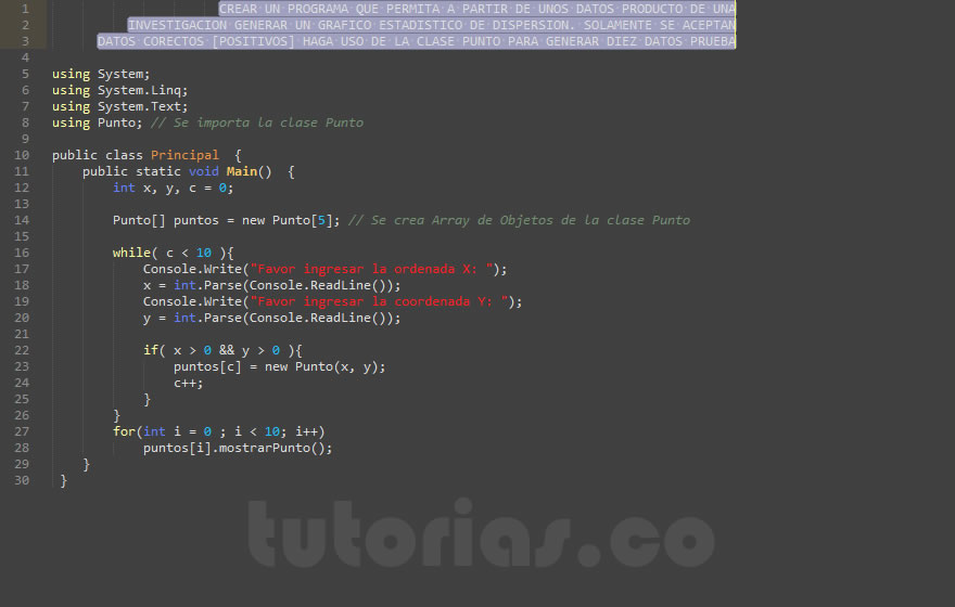 POO + visualStudio c# (aplicacion clase Punto)