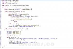 programacion en java: aplicacion trasplante de organos