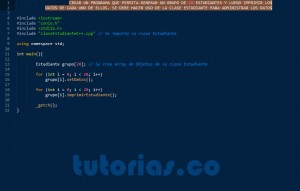 programacion en C++: aplicacion clase Estudiante