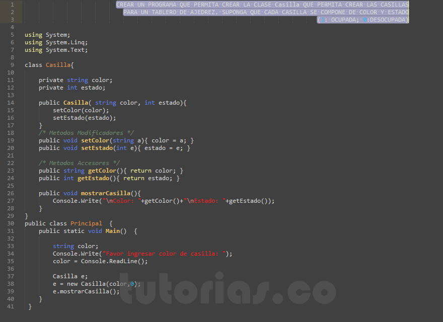 POO + visualStudio c# (clase Casilla)