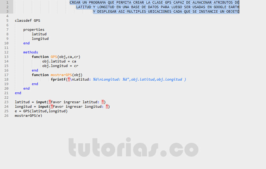 POO + matLab (clase GPS)