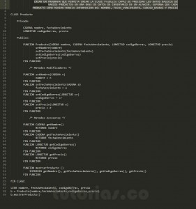 programacion en pseudocodigo: clase Producto