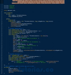 programacion en C++: clase Producto