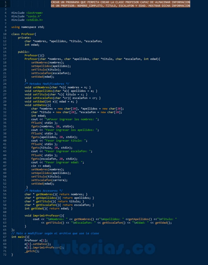 POO + visual C++ (clase Profesor) | Tutorias.co