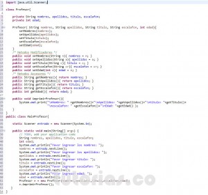programacion en java: clase Profesor