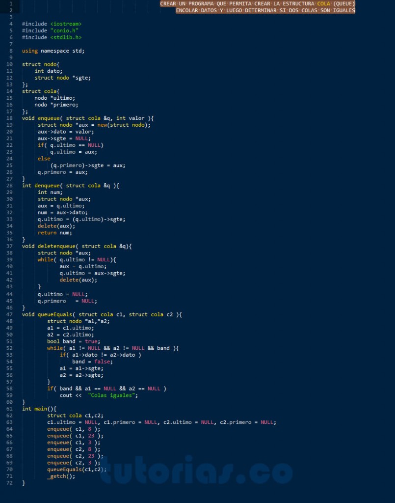 colas + visual C++ (colas iguales) | Tutorias.co