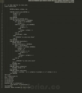 programacion en pseudocodigo: pasar datos de cola a pila