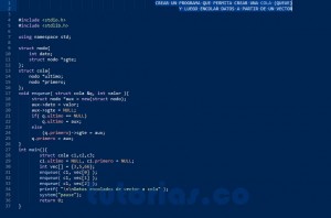 programacion en turbo C: datos de vector a cola