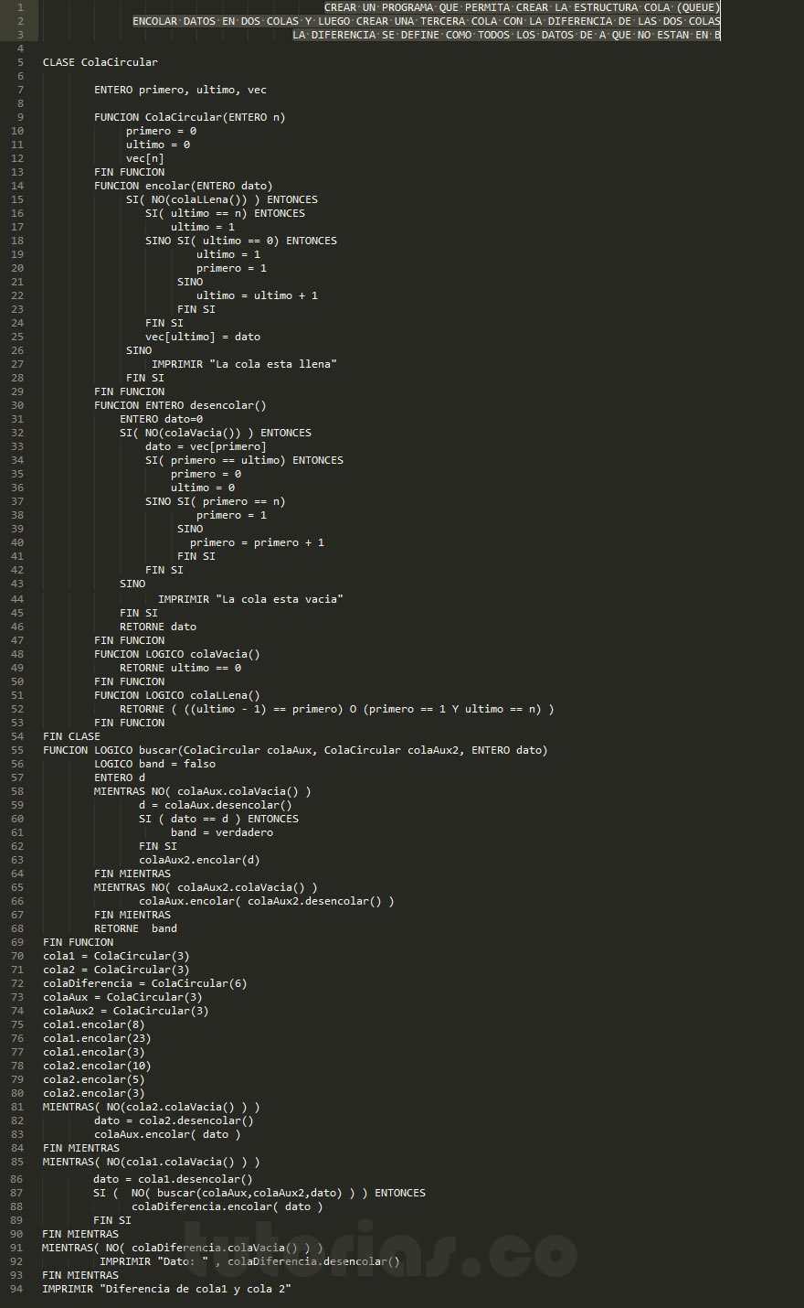 colas + pseudocodigo (diferencia de colas)